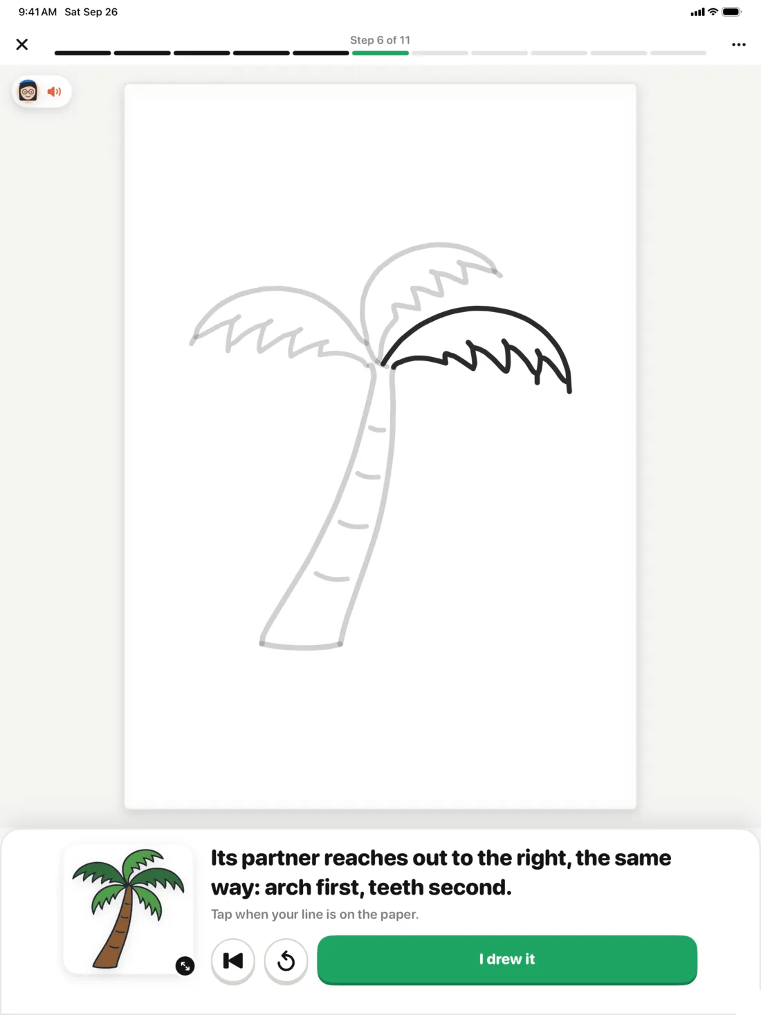 Watch a line, then draw it, on iPad