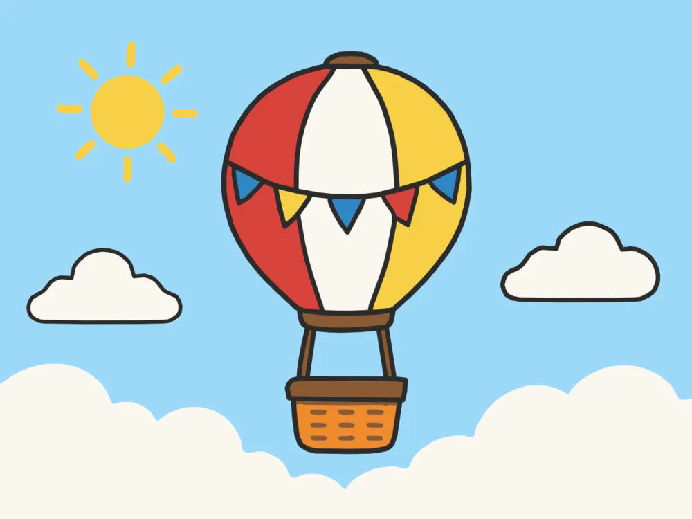 Balloon Ride, a scene to draw in Paper Coach