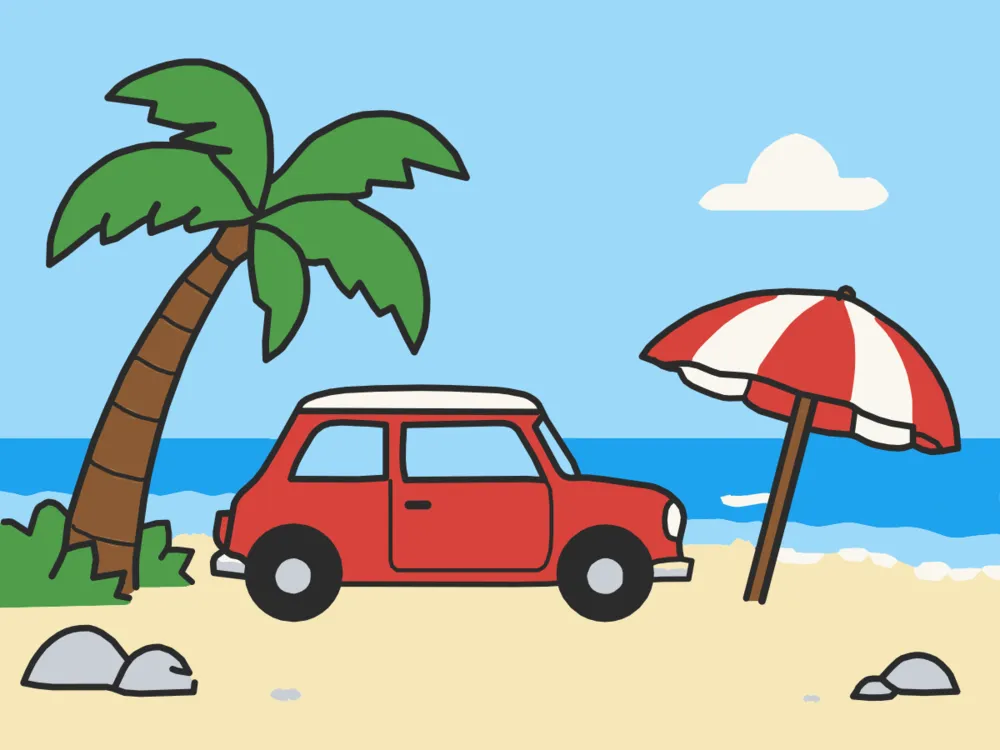 Beach Drive, a scene to draw in Paper Coach