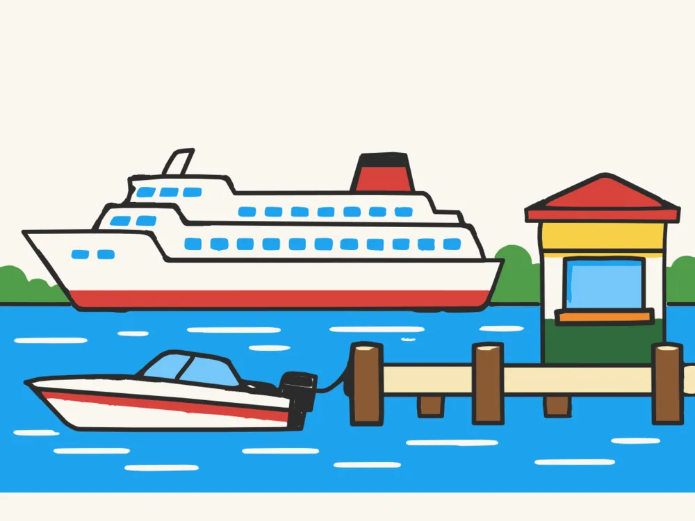 Cruise Ship Harbor, a scene to draw in Paper Coach