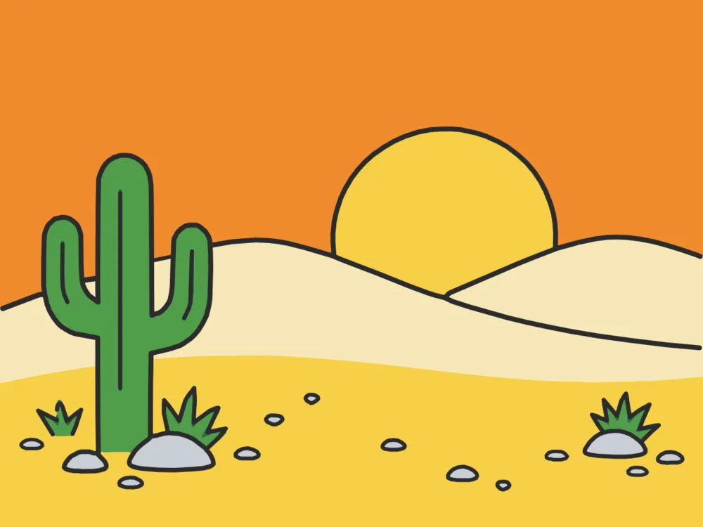 Desert Sunset, a scene to draw in Paper Coach