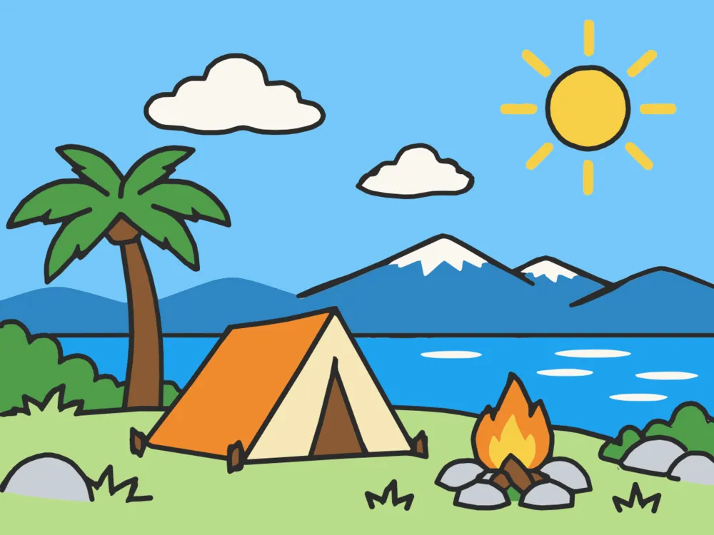 Lakeside Camp, a scene to draw in Paper Coach