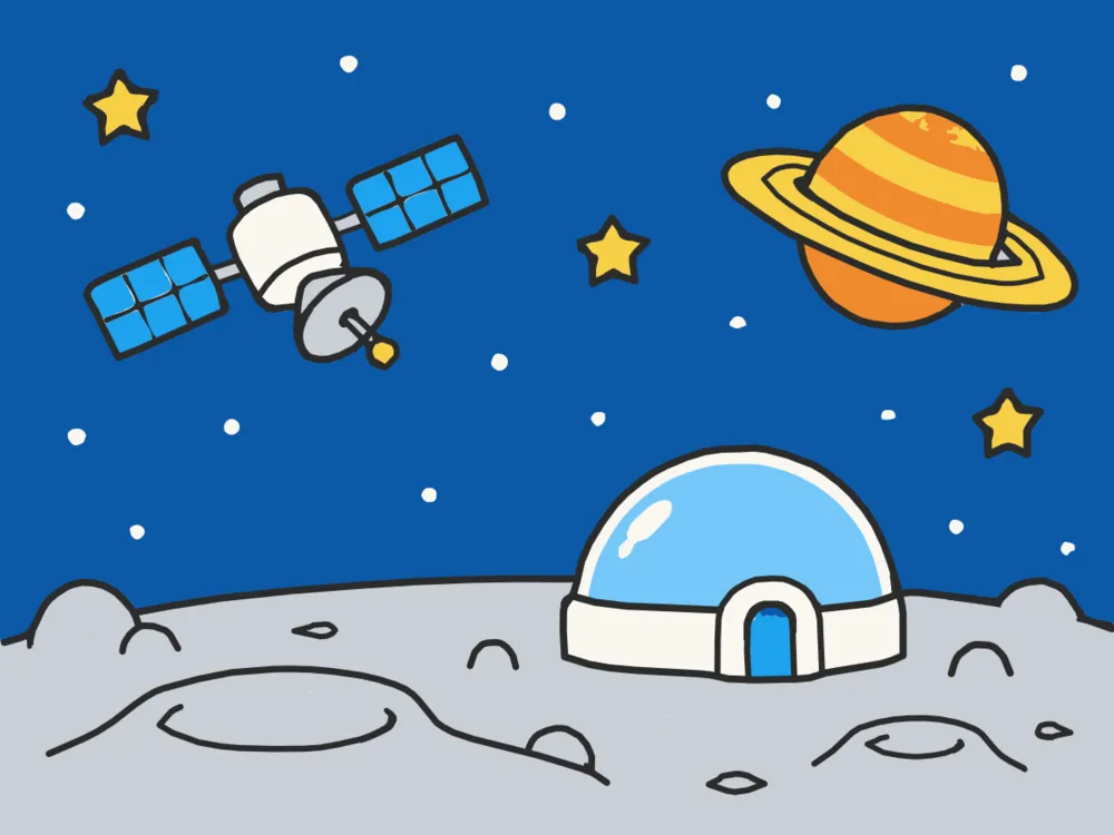 Moon Base, a scene to draw in Paper Coach