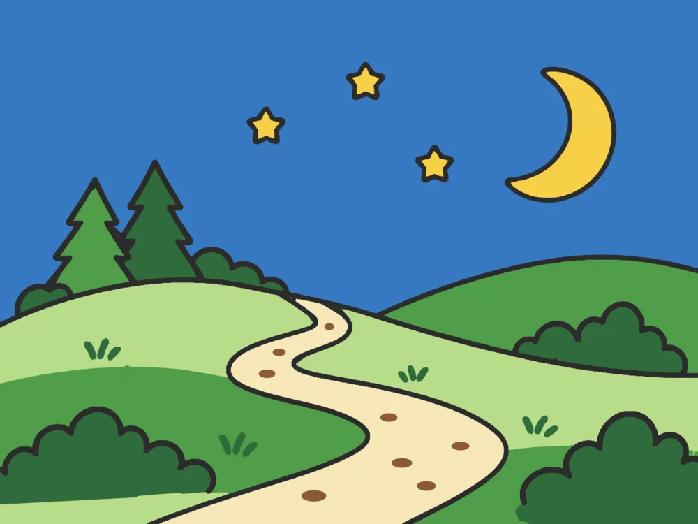Moonlit Trail, a scene in Paper Coach