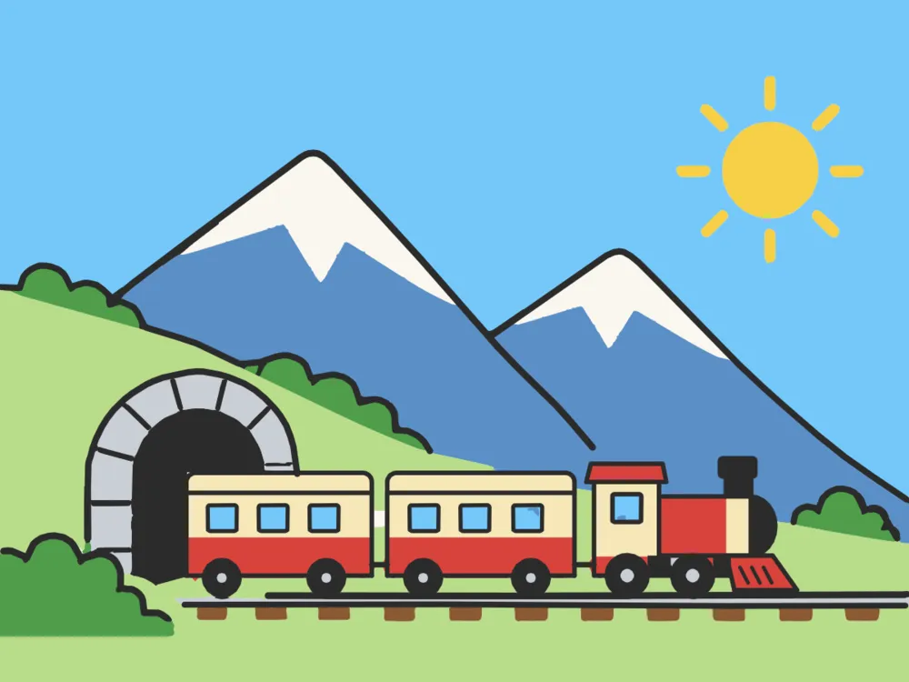 Mountain Train, a scene to draw in Paper Coach