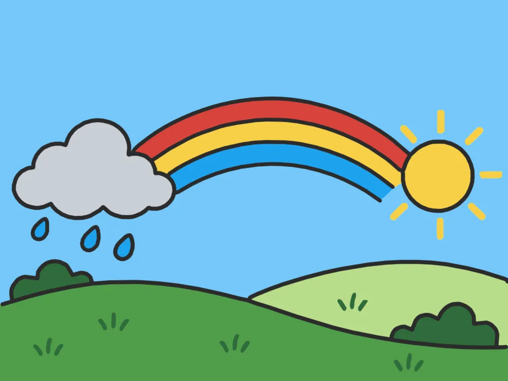 Rainbow After Rain, a scene to draw in Paper Coach