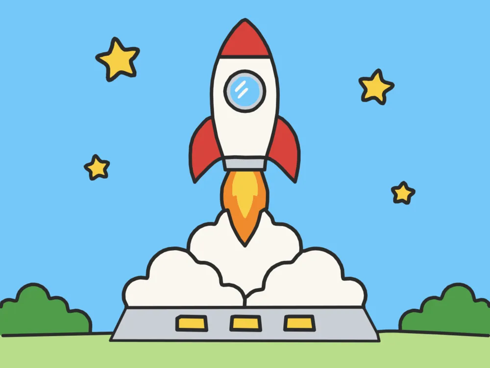 Rocket Launch, a scene to draw in Paper Coach