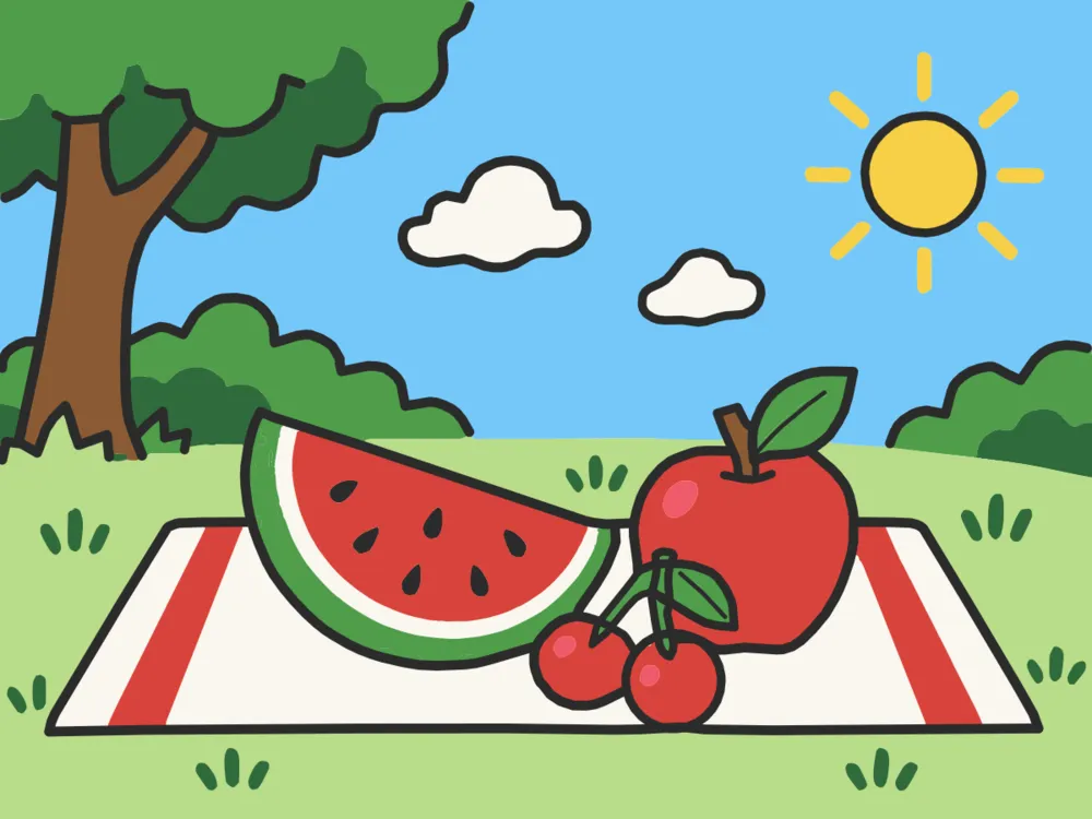 Summer Picnic, a scene to draw in Paper Coach